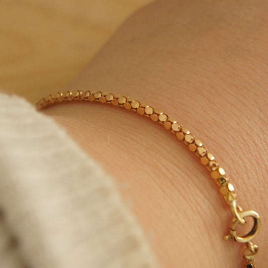 Vintage | Popcorn schakel armband | 18K Geelgoud