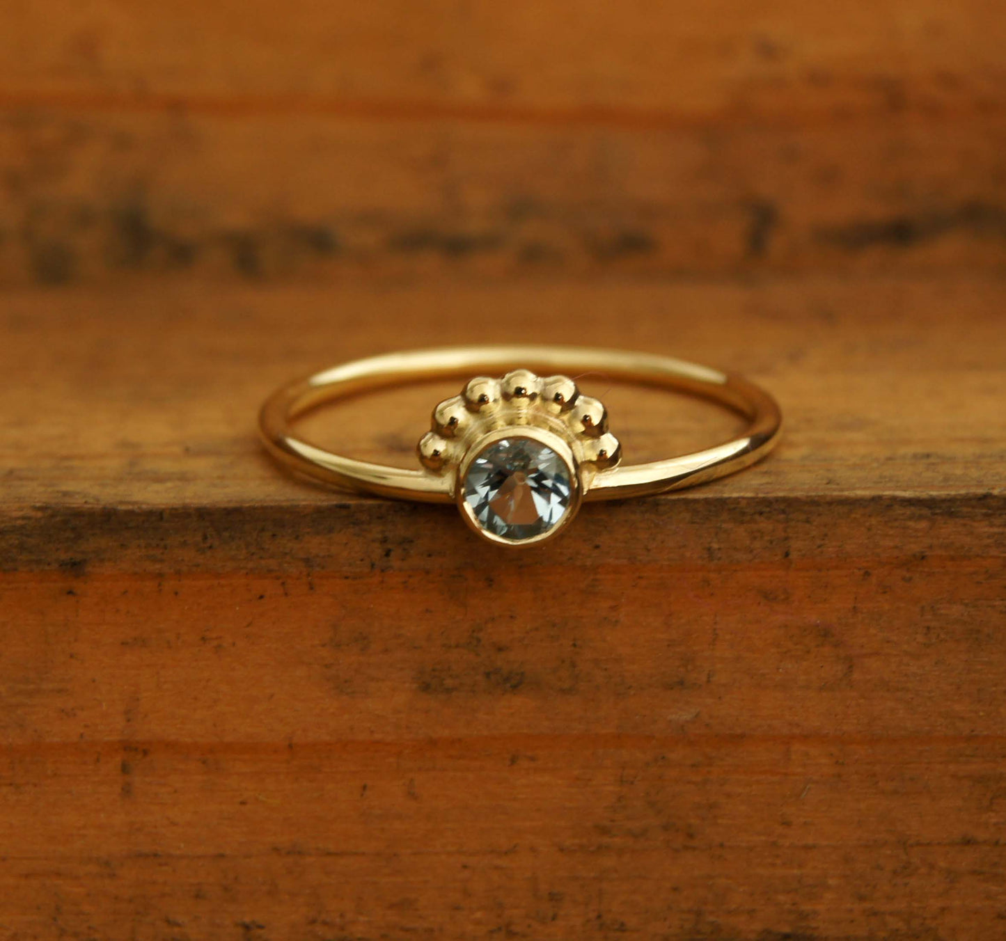 Sunshinering | Aquamarijn | Geelgoud